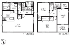 ３LDK＋S
南側は駐車場の為、開放感・陽当たり良好です。