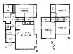 4LDK、土地面積135.91平米、建物面積84.68平米