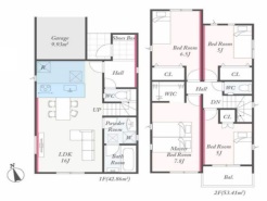 4LDK＋WIC、土地面積100.04平米、建物面積95.64平米