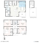 ファミリータイプの４ＬＤＫ
２階リビングにすることによって、明るいリビングになります。
