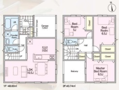 家族みんながちょうどよく暮らせる間取り♪
広々16.5帖のLDKに、ゆとりある3つの洋室＋主寝室。バルコニーで日向ぼっこ、ガレージで趣味も楽しめる、快適さが詰まった住まいです。