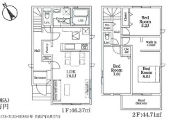 ファミリータイプの３LDK
カースペース2台可能