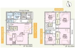 1号棟 4LDK、敷地面積105.57平米、建物面積102.06平米