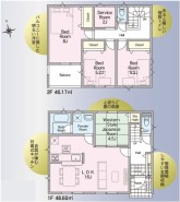 4SLDK、敷地面積121.22平米、建物面積94.77平米、バルコニー面積4.86平米