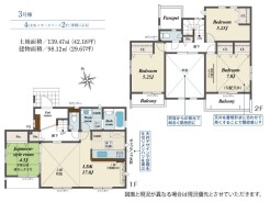 4LDK、土地面積139.47平米、建物面積98.12平米