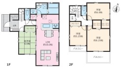 1号棟 4SLDK+SIC+WIC、敷地面積182.02平米、建物面積105.57平米