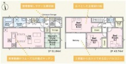 カースペース並列3台可能
ファミリータイプの4LDK
インナーバルコニー付き