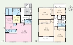 1号棟 過ごしやすいファミリータイプの間取り。カースペース2台可能。
開発分譲地内です。