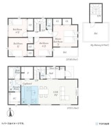 1号棟 ファミリータイプの4LDK
家族の顔を合わせられるリビングイン階段採用
スカイバルコニー付き