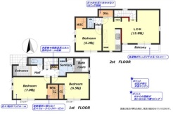 ファミリータイプの3LDK
カースペース2台可能
長期優良住宅(減税・控除)
