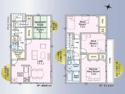カースペース2台~可能
ファミリータイプの4LDK
和室もあるます。