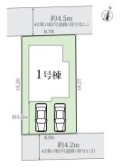 南道路のカースペース並列2台可能
間取は、ファミリータイプの4LDKです。