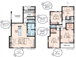 ■長期優良住宅
■十ツ性能評価書W取得
■地盤保証20年付き
■ファミリータイプの4LDK
リビング18.5帖あります。