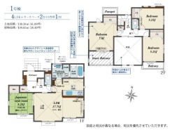 ファミリータイプの間取りで、リビングに吹抜天井があり開放感があります。