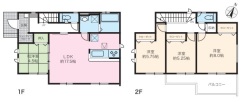 全室南向きで陽当たり良好な4LDKの間取り。