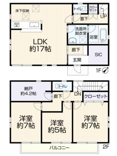 3SLDK、土地面積103.20平米、建物面積92.34平米、